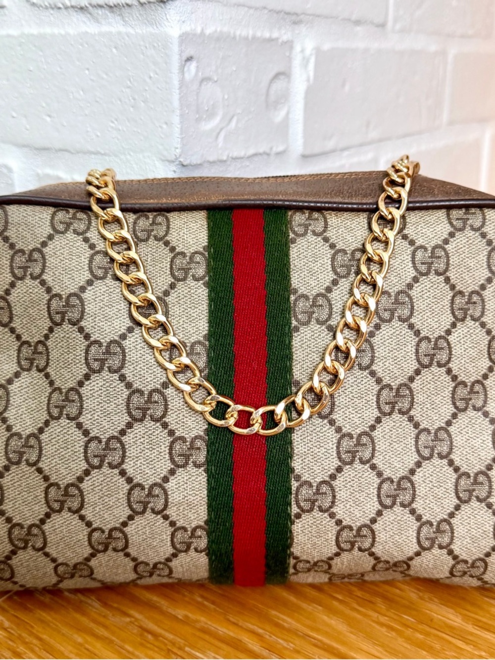 Gucci Authentic Vintage Ophidia Sherry Line Clutch / Shoulder Bag